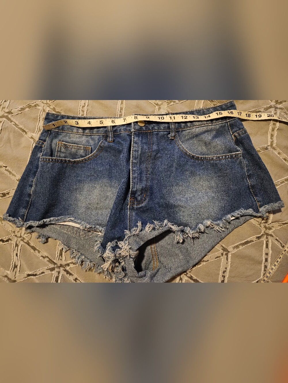SHEIN Blue High-Rise Distressed Denim Jean Shorts